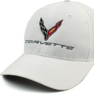 Chevrolet Corvette C8 White Adjustable Hat OC803 Mesh Back
